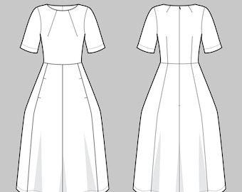 Tulip Dress Pattern von The Fließband, Frauenkleid Papier Schnittmuster