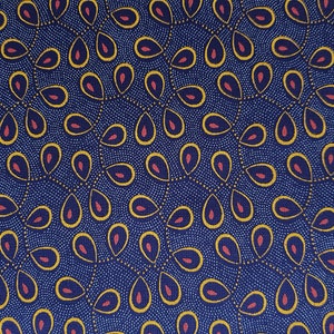 Blue Yellow and Pink Shweshwe fabric by the metre, Blue Quilting fabric image 2