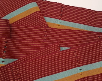 Red Aso Oke, Nigerian strip fabric, cotton Aso-oke bundle