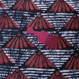African Batik Fabric, Red and Black Batik, Nigerian Adire, 4.8 Yard Length image 8
