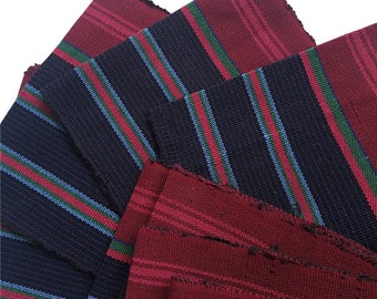 Modern Aso oke, Woven Fabric by the Metre, for Pele and Gele, Blue & Dark Red, Handwoven fabric, Igbe Iyawo, Yoruba Wedding Outfit