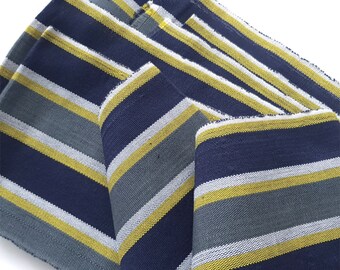 Blue and Grey Aso Oke, Woven Strip Fabric from Nigeria, Aso-oke Bundle