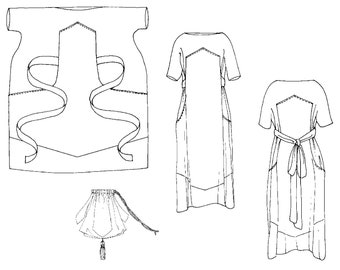 Folkwear Paris Promenade Dress Sewing Pattern, Paper Sewing Pattern