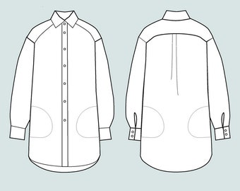 Oversized Shirt Sewing Pattern by The Assembly Line, Long Sleeved Shirt Sewing Pattern