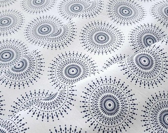 White and Dark Blue Shweshwe Fabric, 100% cotton, Sold by the metre