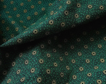 Green and Yellow Fabric, Shweshwe fabric, Green quilting fabric, South African fabric, 100% cotton