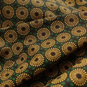 Green and Yellow Geometric Shweshwe Fabric, Green South African Fabric, African print fabric, 100% Cotton image 1