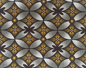 Brown Shweshwe fabric, Geometric fabric, South African fabric, 100% Cotton Quilting Fabric by the metre