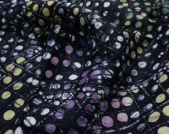 Black Spotted Batik Fabric, Adire Fabric, 4.8 yards