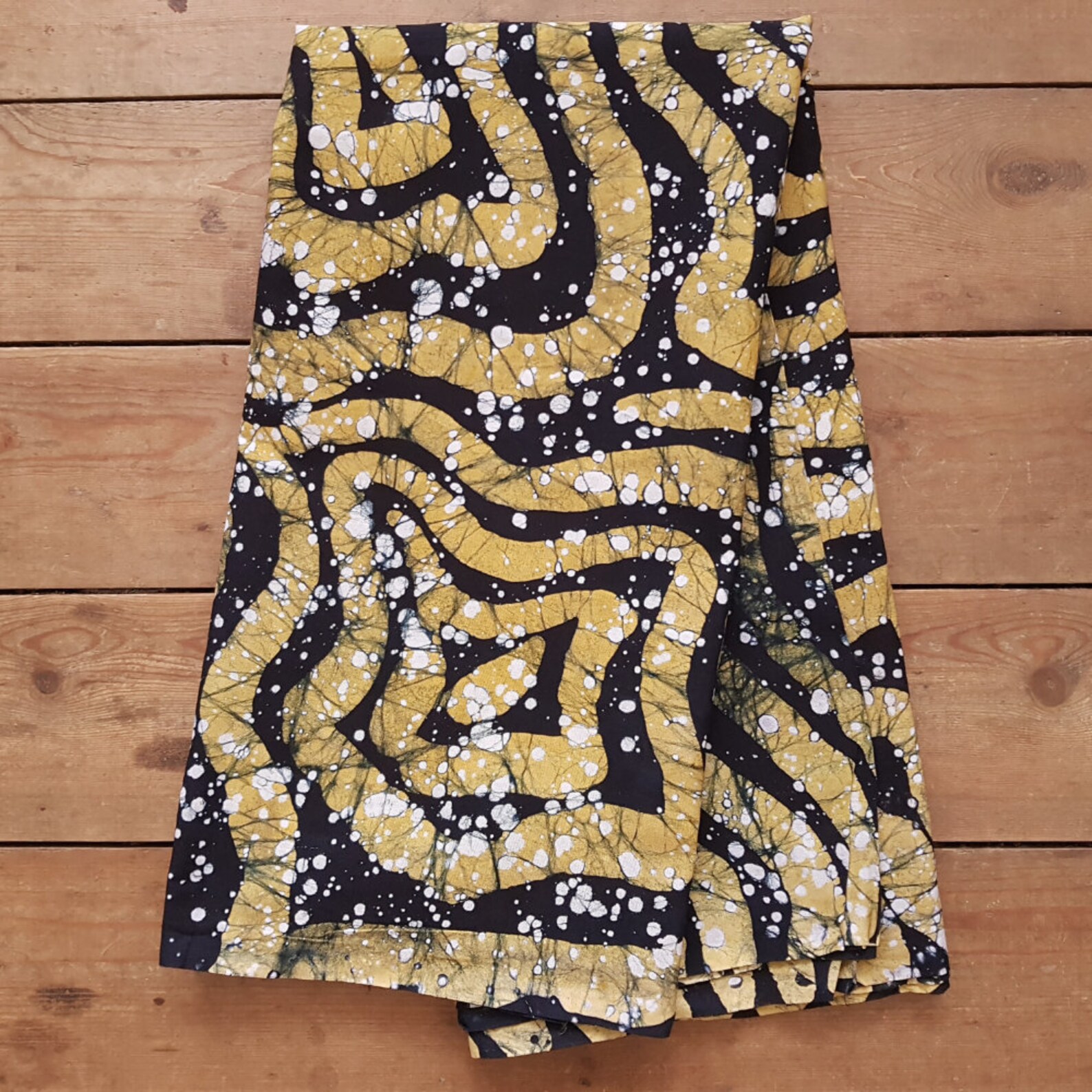 Abstract Yellow and Black Batik Fabric Handmade Batik Fabric | Etsy