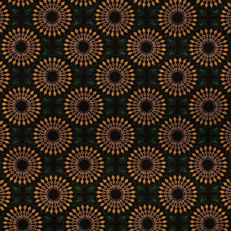 Green and Yellow Geometric Shweshwe Fabric, Green South African Fabric, African print fabric, 100% Cotton image 4