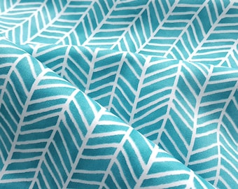 Turquoise and White Fabric, Chevron Fabric, African Print Fabric, Fabric for cushions, Sold by the metre, 100% Cotton, Medium weight cotton