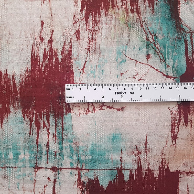 4.8 Yard Length Nigerian Fabric Handmade Batik Fabric Red Brushstrokes Batik Fabric