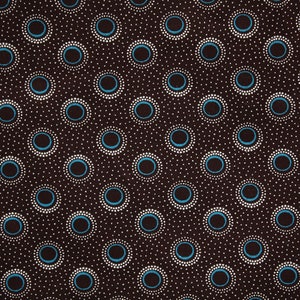 Quilting Fabric, Turquoise and Brown Fat Quarter, 100% Cotton Dots and Circles