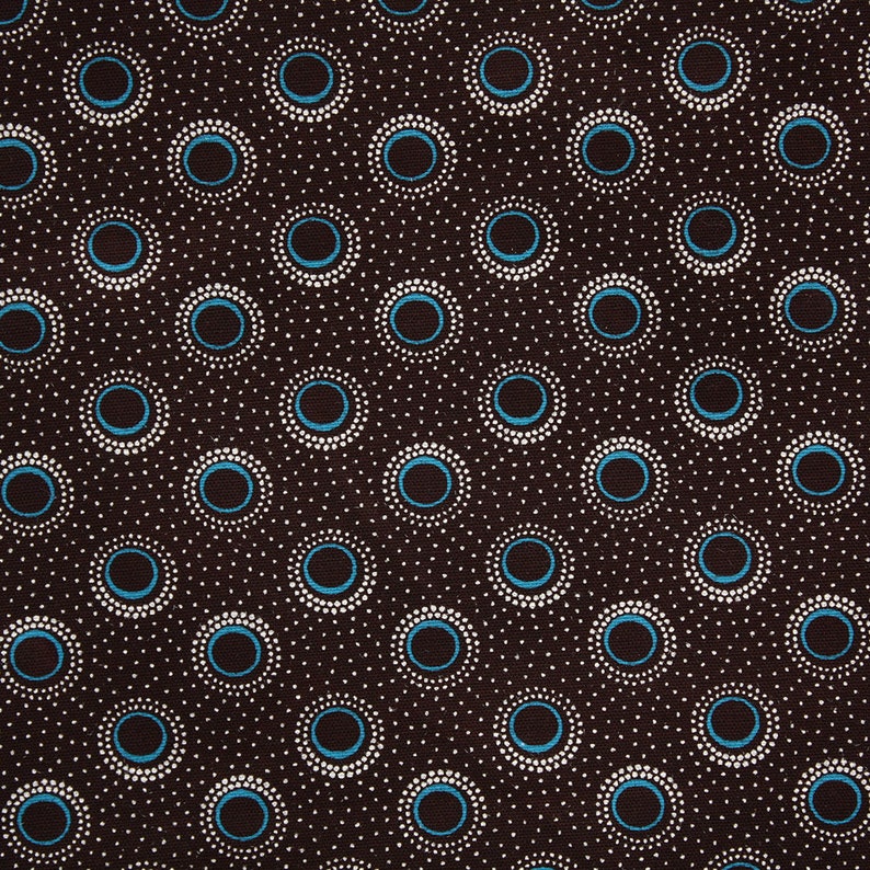 Quilting Fabric, Turquoise and Brown Fat Quarter, 100% Cotton Dots and Circles