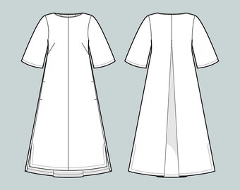 Box Pleat Dress Schnittmuster von The Fließband, A-Linienkleid Schnittmuster