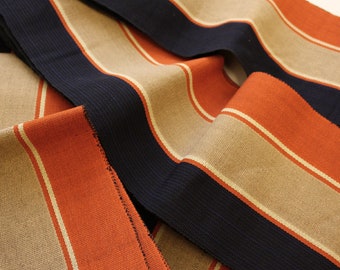 Orange and Blue Aso oke, African Woven Strip Fabric, Handwoven fabric, Modern Aso Oke Fabric, Sold by the Metre