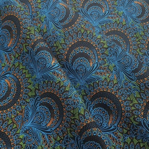 Turquoise Peacock Fabric, Peacock Shweshwe, Shweshwe by the metres 100% Cotton