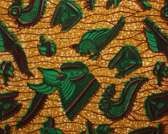 Ankara Wax Print, Brown and Green Ankara fabric, Dressmaking in Ankara, African fabric shop, GTP Nustyle Crevettes