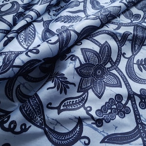 Blauer Blumenstoff, Afrikanischer Wax Print 100% Baumwolle, 6 Meter, Blauer Ankara-Stoff, Stoff mit blauen Blumen, Indigo Wax Print Tuch