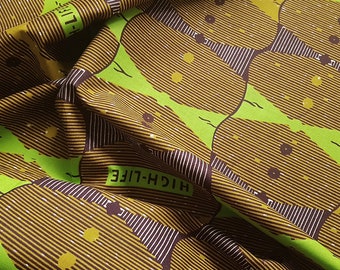 Tela con estampado de cera verde, estampado de Ghana, Ankara cortada a medida, 100% algodón