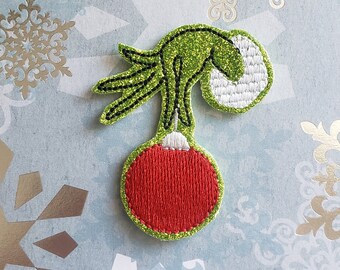 Mean One GLITTER Feltie (UNCUT FELTIE) Christmas Feltie, Embellishments, Felt Applique, Hair Bow Supplies