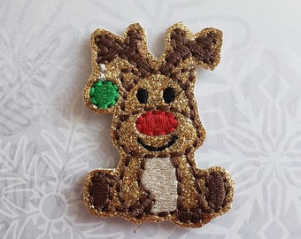 Reindeer Glitter Feltie (UNCUT FELTIE) Christmas Feltie * Felt Embellishments * Felt Applique * Hair Bow Supplies