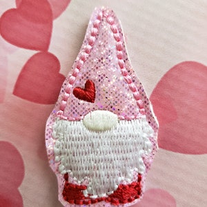 Valentine Gnome Glitter Feltie ( UNCUT FELTIE )  Felt Embellishments * Felt Applique * Hair Bow Supplies * Valentine's Day