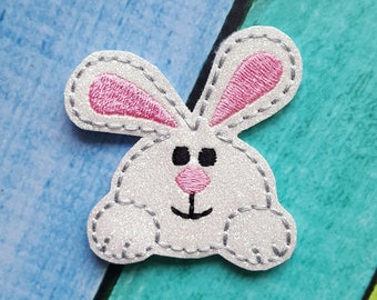 Easter Bunny Glitter Feltie (UNCUT FELTIE) Felt Embellishments * Felt Applique * Hair Bow Supplies * Easter Feltie * Bunny Feltie