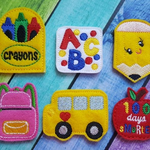 Back To School Felties ( UNCUT FELTIE ) Backpack Feltie, School Bus Feltie, Pencil Feltie, Apple Feltie, Hair Bow Supplies
