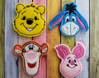 Pig, Donkey, Bear, Tiger Felt Felties  * Felt Applique * Hair Bow Supplies