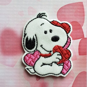 Puppy Love Glitter Feltie (UNCUT FELTIE) Felt Embellishments * Felt Applique * Hair Bow Supplies * Valentine Feltie * Heart Feltie