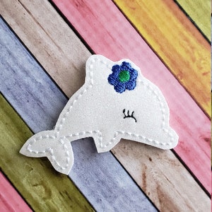 Dolphin Glitter Feltie ( UNCUT FELTIE ) Glitter Felt Embellishments, Felt Applique, Hair Bow Supplies, Unicorn Feltie