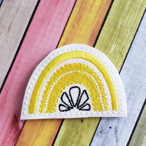 Lemon Rainbow Glitter Feltie  ( UNCUT FELTIE ) Rainbow Feltie * Felt Embellishments * Felt Applique * Hair Bow Supplies