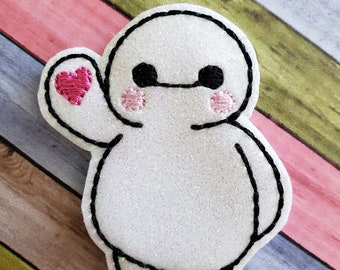 White Robot With Heart Glitter Feltie (UNCUT FELTIE) Feltie, Halloween Feltie, Holiday Feltie,