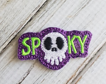 Halloween Spooky Skull Glitter Feltie (UNCUT FELTIE) Spooky Feltie * Felt Embellishments * Felt Applique * Hair Bow Supplies