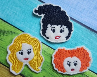 Halloween Witches Felties  (UNCUT FELTIE) Witch Sister Felties, Felt Embellishments, Felt Applique, Hair Bow Supplies