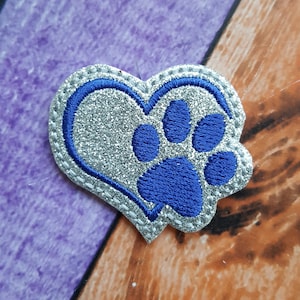 Heart Dog Paw Feltie  (UNCUT FELTIE) Glitter Feltie, Embellishments, Felt Applique, Hair Bow Supplies, Dog Paw Feltie