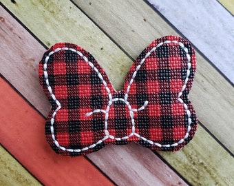 Buffalo Plaid Bow Vinyl Feltie (UNCUT FELTIE) Animal Feltie, Felt Embellishments, Felt Applique, Hair Bow Supplies