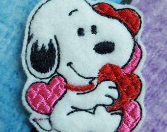 Puppy Love Felt Feltie (UNCUT FELTIE) Dog Feltie * Felt Embellishments * Felt Applique * Hair Bow Supplies * Valentine Feltie * Heart Feltie