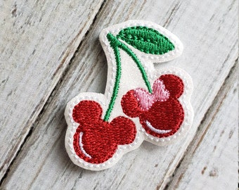 Cherries Glitter Feltie  (UNCUT FELTIE) Felt Embellishments * Felt Applique * Hair Bow Supplies