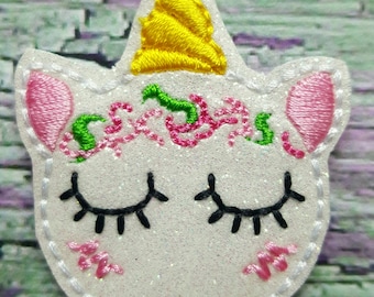 Unicorn Glitter Felties  (UNCUT FELTIE) Felt Embellishments, Felt Applique, Hair Bow Supplies, Unicorn Hair Accessory,