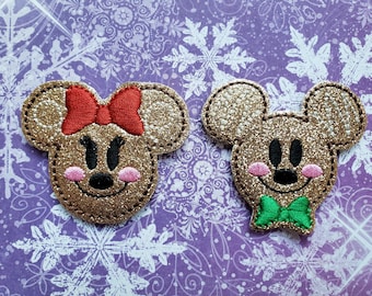 Gingerbread Mouse Glitter Felties (UNCUT FELTIE) Felt Embellishments * Felt Applique * Hair Bow Supplies * Mice Felties * Mouse Felties