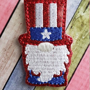 4th Of July Gnome Glitter Feltie ( UNCUT FELTIE )  Felt Embellishments * Felt Applique * Hair Bow Supplies