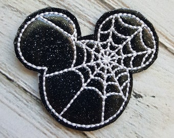 Mouse Glitter Feltie  (UNCUT FELTIE) Spider Mouse Feltie, Mouse Ears Feltie, Spiderweb Feltie, Halloween Feltie, Holiday Feltie