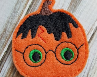 Potter Pumpkin Feltie (UNCUT FELTIE) Halloween Feltie, Felt Embellishments, Felt Applique, Hair Bow Supplies