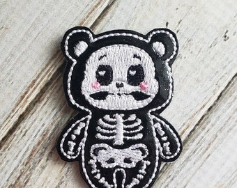 Halloween Skeleton Bear Glitter Feltie  (UNCUT FELTIE) Bear Feltie * Felt Embellishments * Felt Applique * Hair Bow Supplies