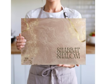 Elegant Shabbat Shalom Glass Cutting Board | Unique Kitchen Gift, Judaica Decor, Housewarming Gift, Wedding Present, Culinary Delight