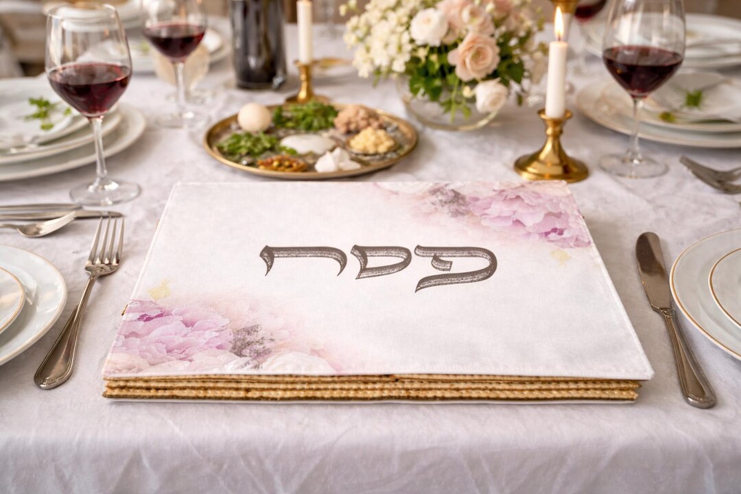 Passover Matzah Cover With Floral Design | Elegant Pesach Table Decor ...