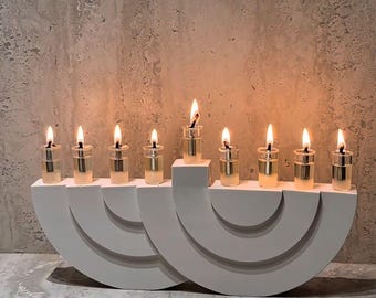 Handmade Concrete Hanukkah Menorah – Unique  Design with Modern Style –  Hanukkiah | Judaica | Jewish gift| Menorah | Jewish gift
